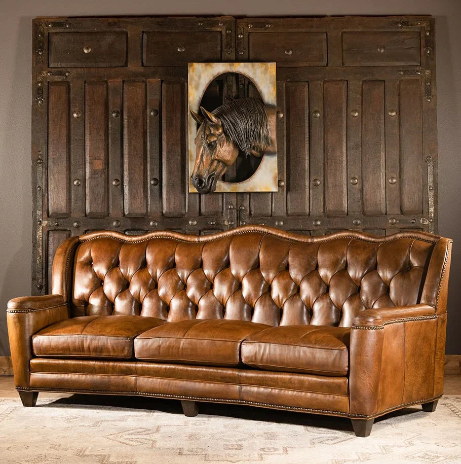 VersaMondo Buffalo Leather Sofa Bed – Convertible 3-Seater by J.L.HOME DECOR
