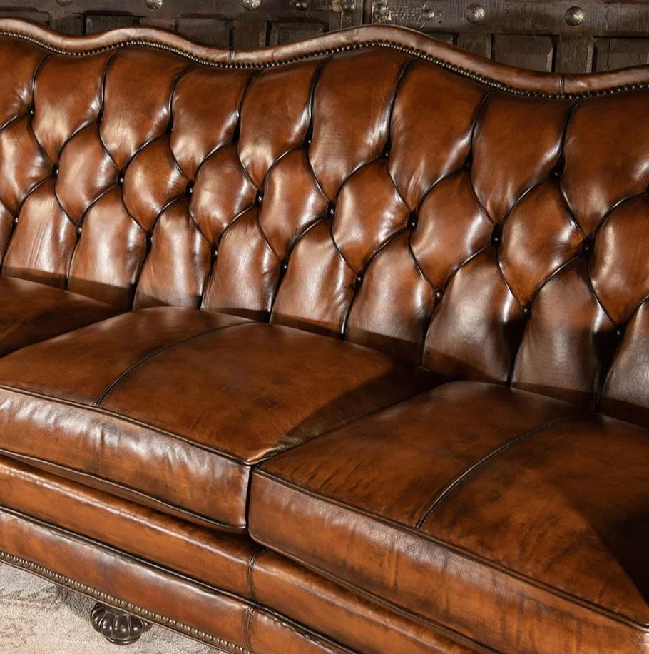 VersaMondo Buffalo Leather Sofa Bed – Convertible 3-Seater by J.L.HOME DECOR