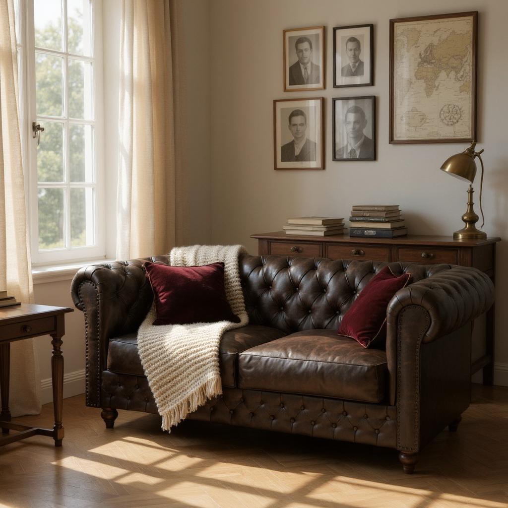 Modern Chesterfield Leather Sofa | 2 Seater Tufted Couch | Handcrafted Compact Living Room Seating | J.L.HOME DECOR