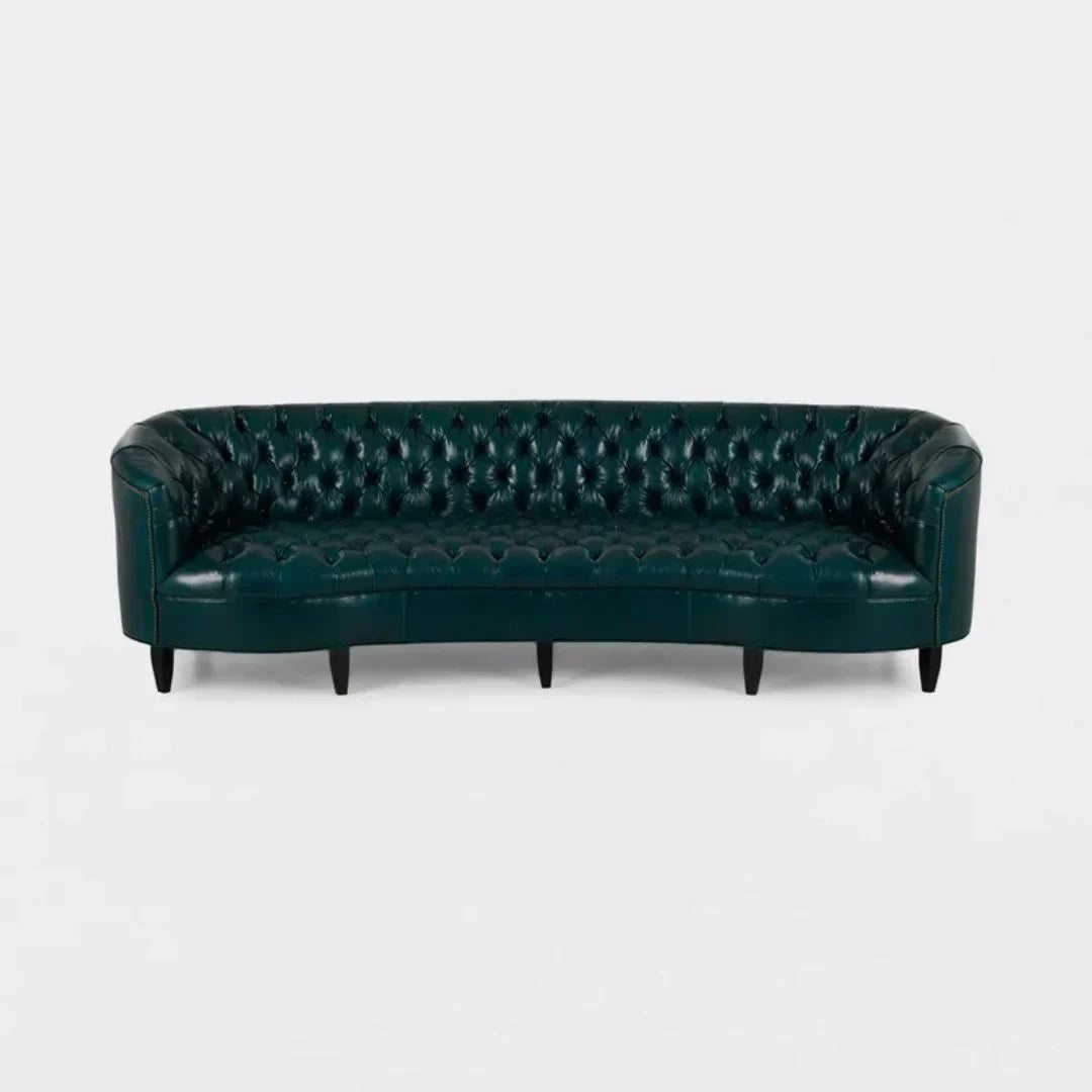 Celeste Grand Teal Tufted Leather 4-Seater Sofa – Statement Luxury by J.L.HOME DECOR
