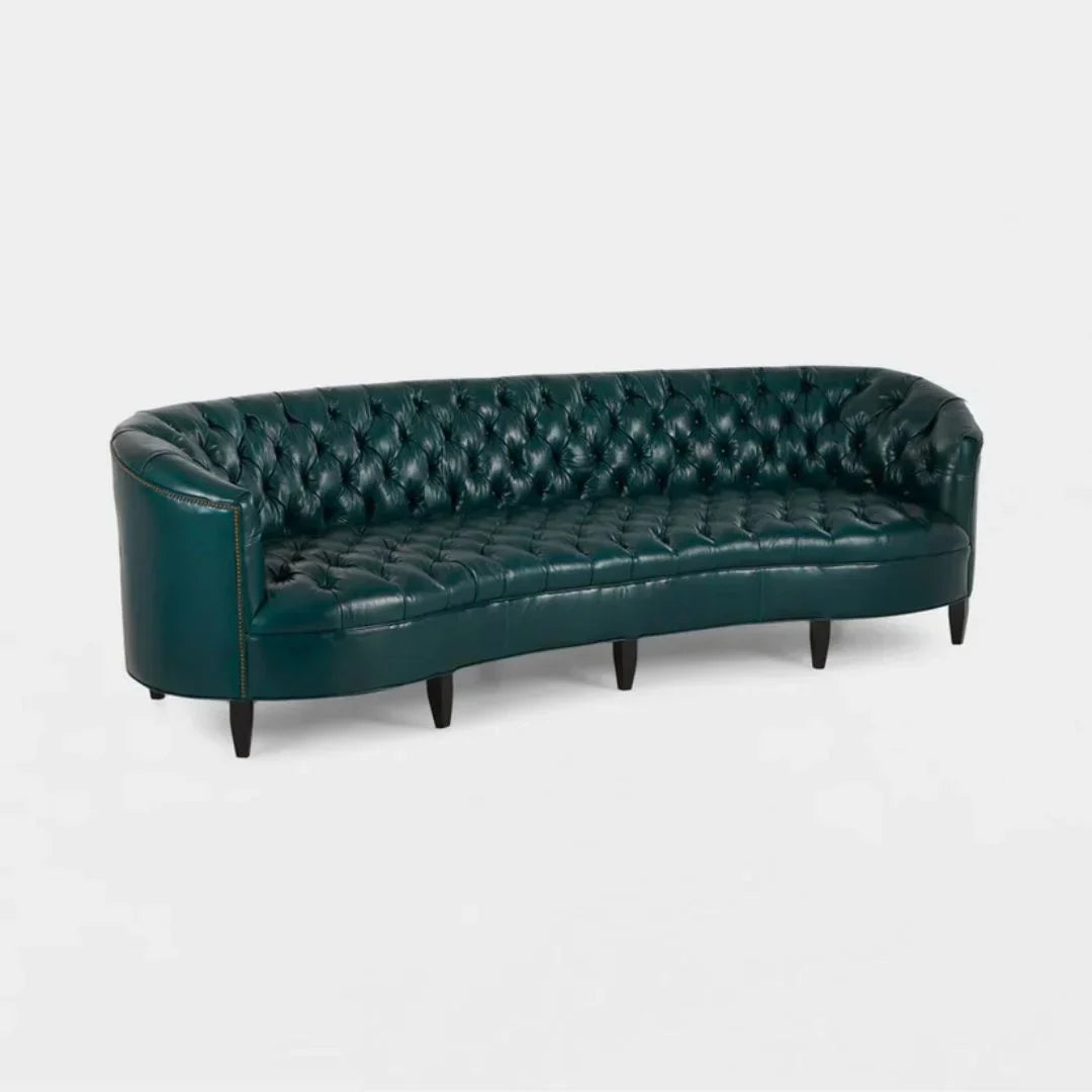 Celeste Grand Teal Tufted Leather 4-Seater Sofa – Statement Luxury by J.L.HOME DECOR