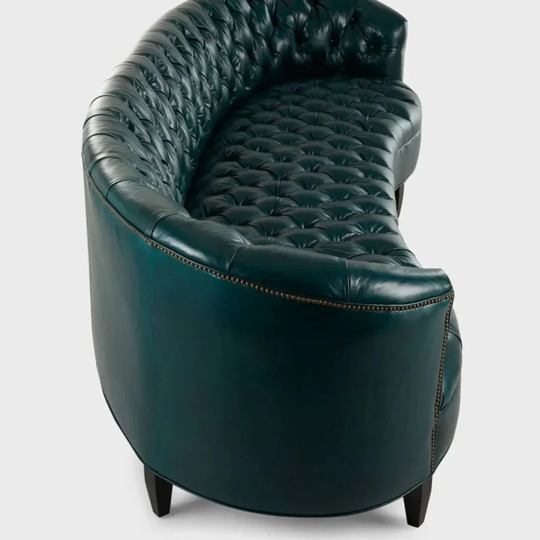 Celeste Grand Teal Tufted Leather 4-Seater Sofa – Statement Luxury by J.L.HOME DECOR