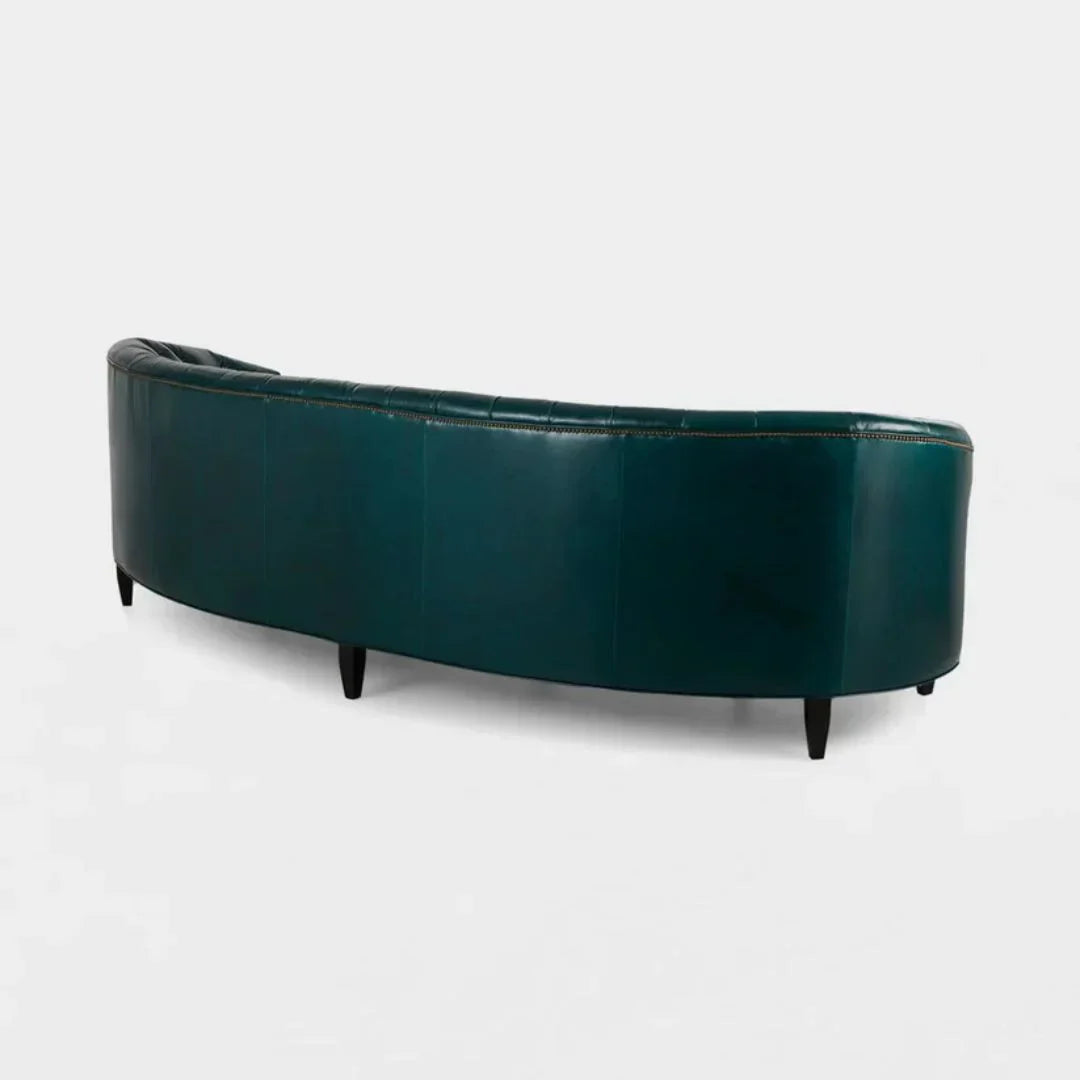 Celeste Grand Teal Tufted Leather 4-Seater Sofa – Statement Luxury by J.L.HOME DECOR