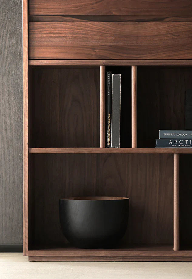 The Jodhpur Grandeur Bookcase | Handcrafted Solid Wood with Walnut Finish | 100x35x180cm