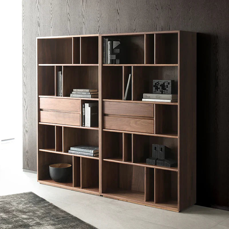 The Jodhpur Grandeur Bookcase | Handcrafted Solid Wood with Walnut Finish | 100x35x180cm