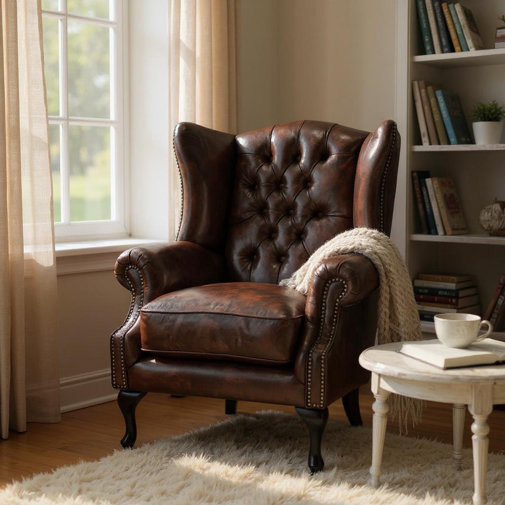 Oxford Monarch Wingback Chesterfield 1-Seater – Handcrafted Genuine Leather Armchair by  J.L.HOME DECOR