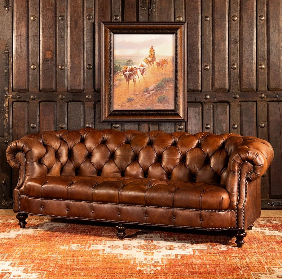Imperial Regent Hand-Tufted Buffalo Leather Sofa – Luxury 3-Seater by J.L.HOME DECOR