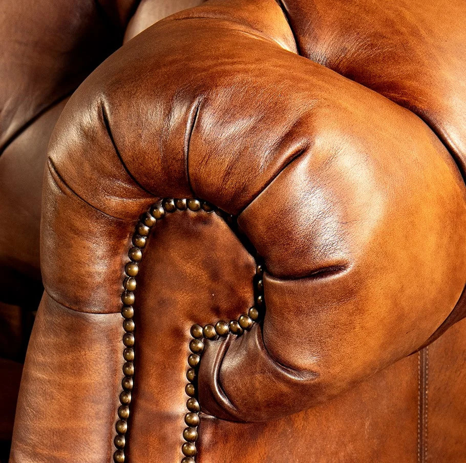 Imperial Regent Hand-Tufted Buffalo Leather Sofa – Luxury 3-Seater by J.L.HOME DECOR