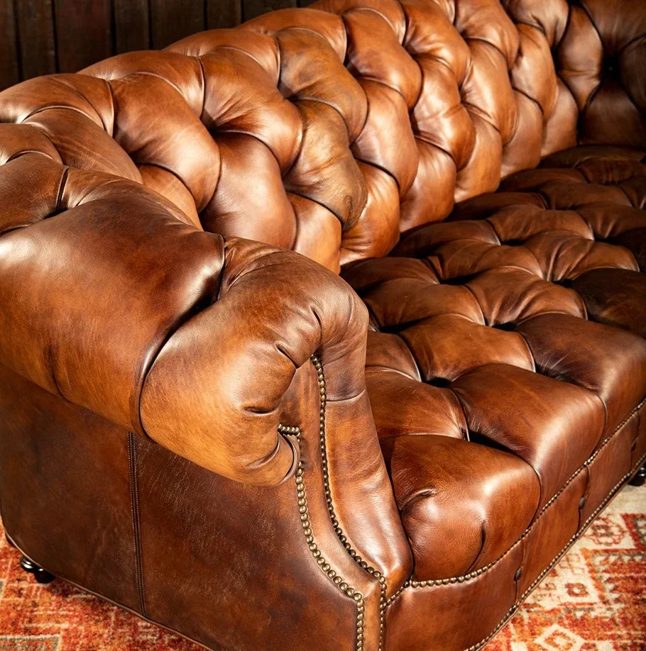Imperial Regent Hand-Tufted Buffalo Leather Sofa – Luxury 3-Seater by J.L.HOME DECOR