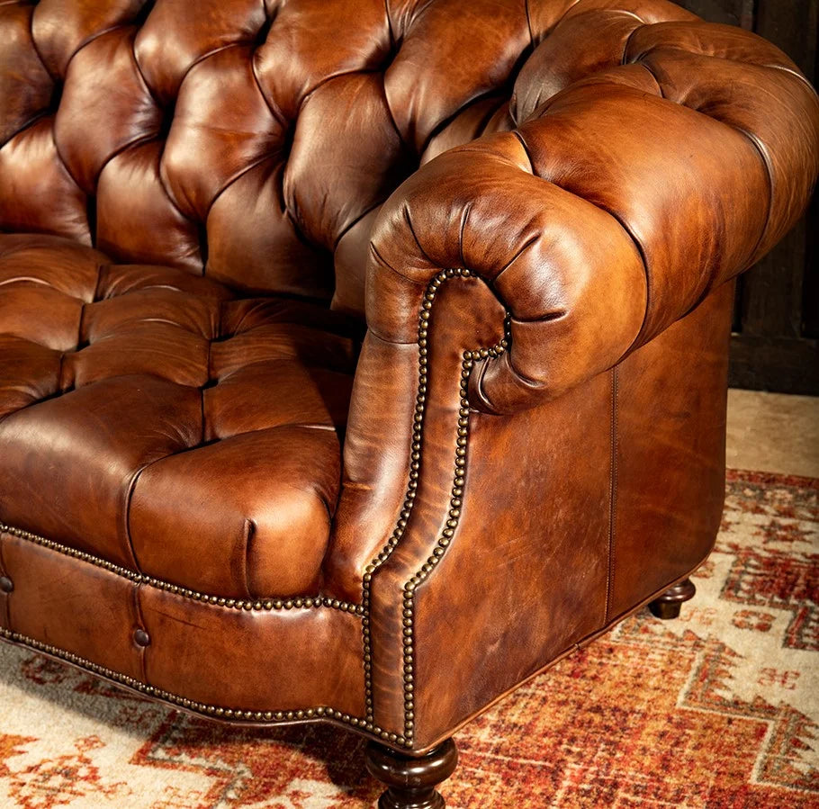 Imperial Regent Hand-Tufted Buffalo Leather Sofa – Luxury 3-Seater by J.L.HOME DECOR