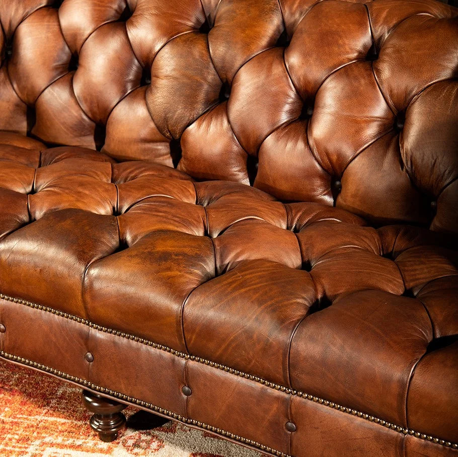Imperial Regent Hand-Tufted Buffalo Leather Sofa – Luxury 3-Seater by J.L.HOME DECOR