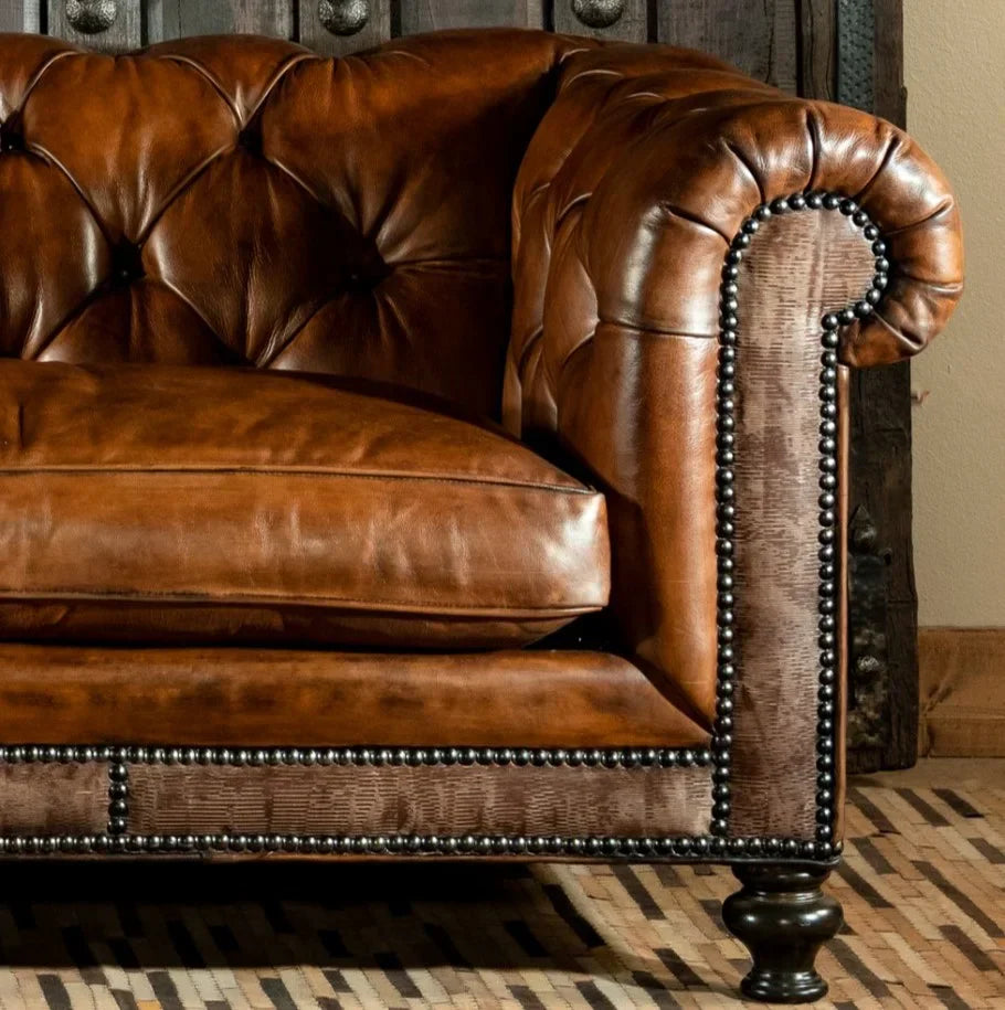 Monarch Legacy Dark Brown Chesterfield Sofa – Handcrafted Buffalo Leather 3-Seater by J.L.HOME DECOR