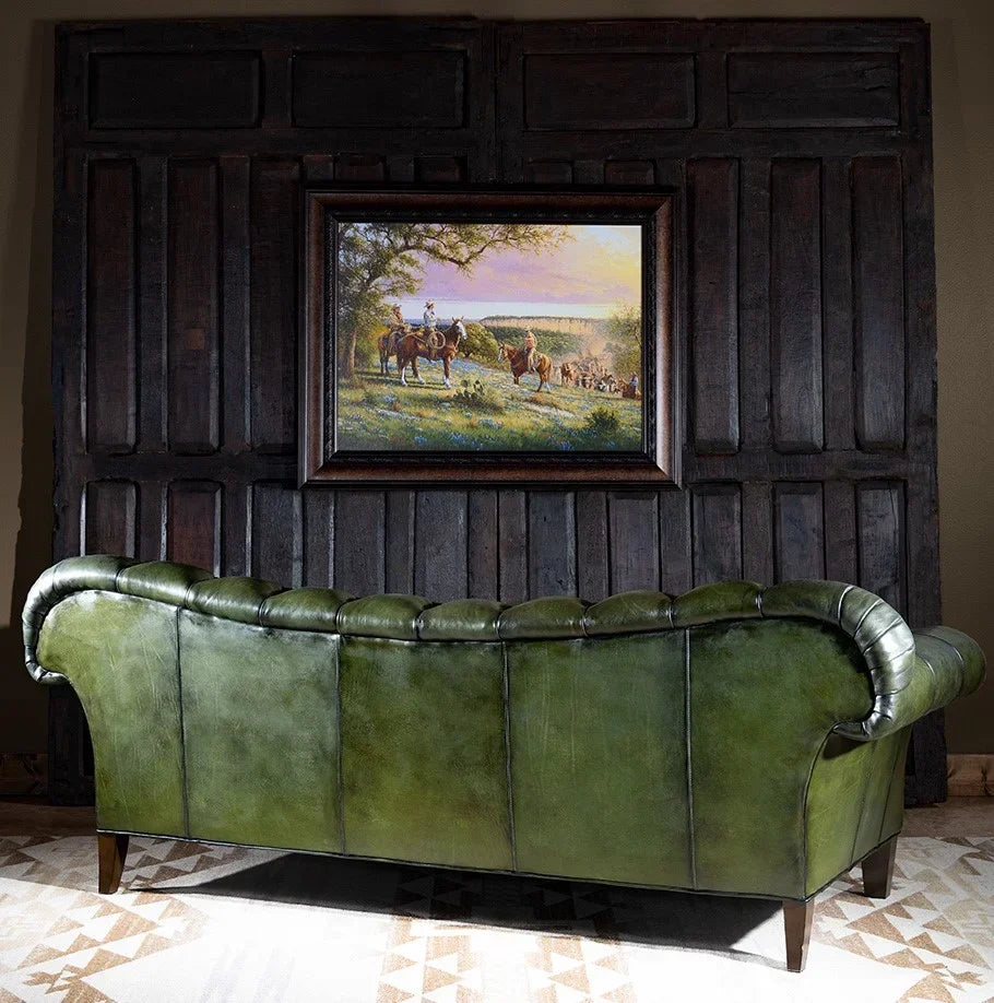 Windsor Olive Green Chesterfield 3-Seater Sofa – Handcrafted Buffalo Leather by J.L.HOME DECOR