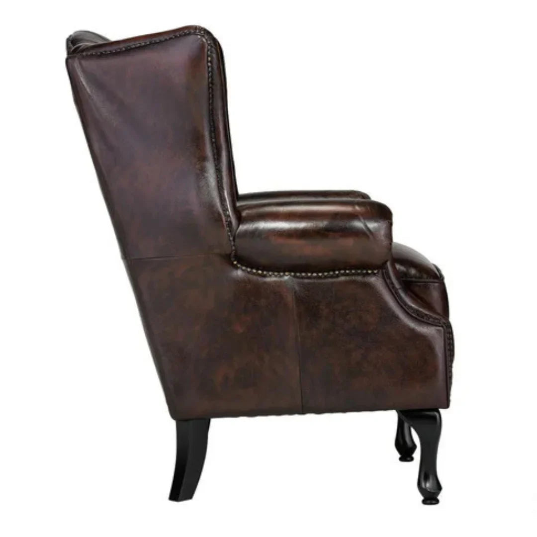 Oxford Monarch Wingback Chesterfield 1-Seater – Handcrafted Genuine Leather Armchair by  J.L.HOME DECOR