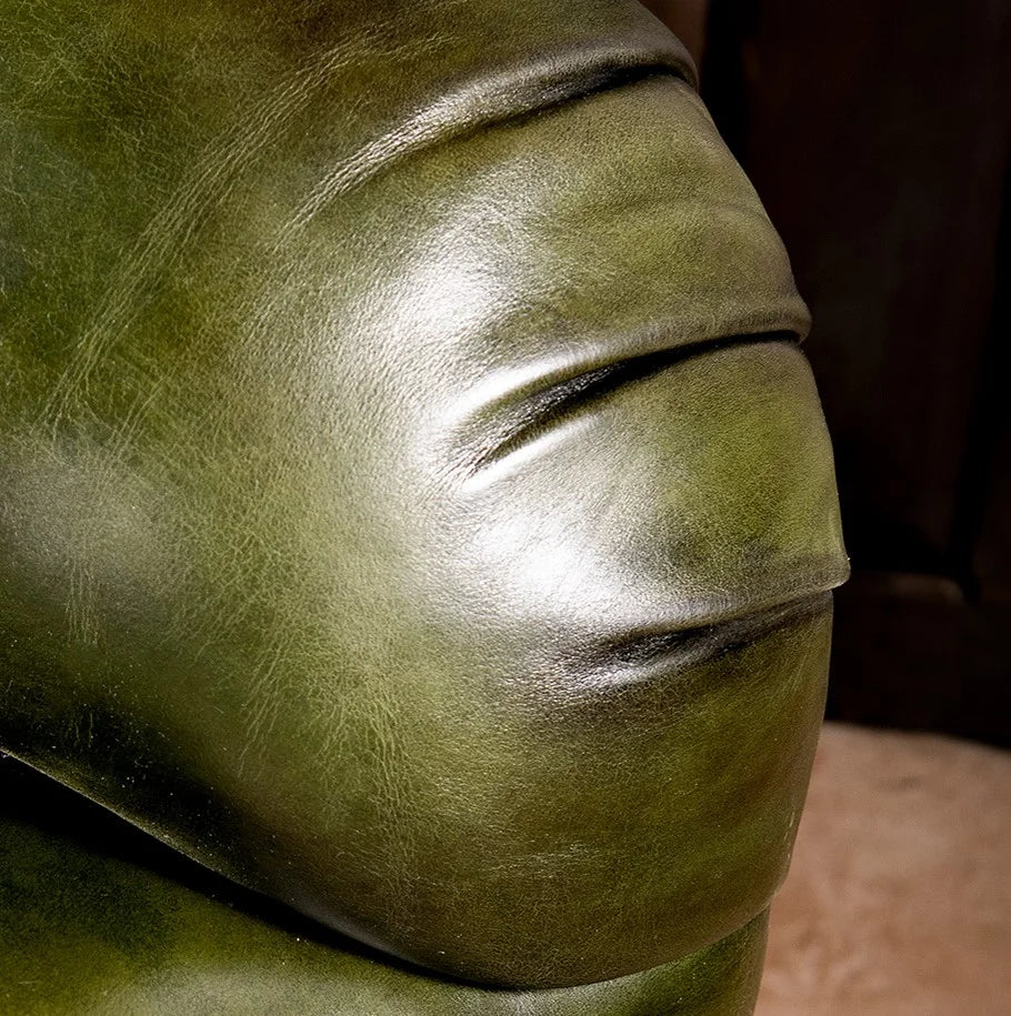 Windsor Olive Green Chesterfield 3-Seater Sofa – Handcrafted Buffalo Leather by J.L.HOME DECOR
