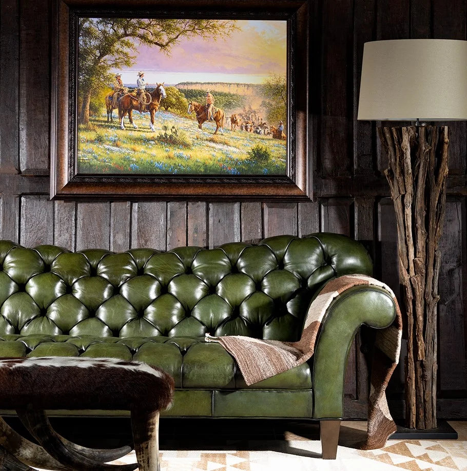 Windsor Olive Green Chesterfield 3-Seater Sofa – Handcrafted Buffalo Leather by J.L.HOME DECOR