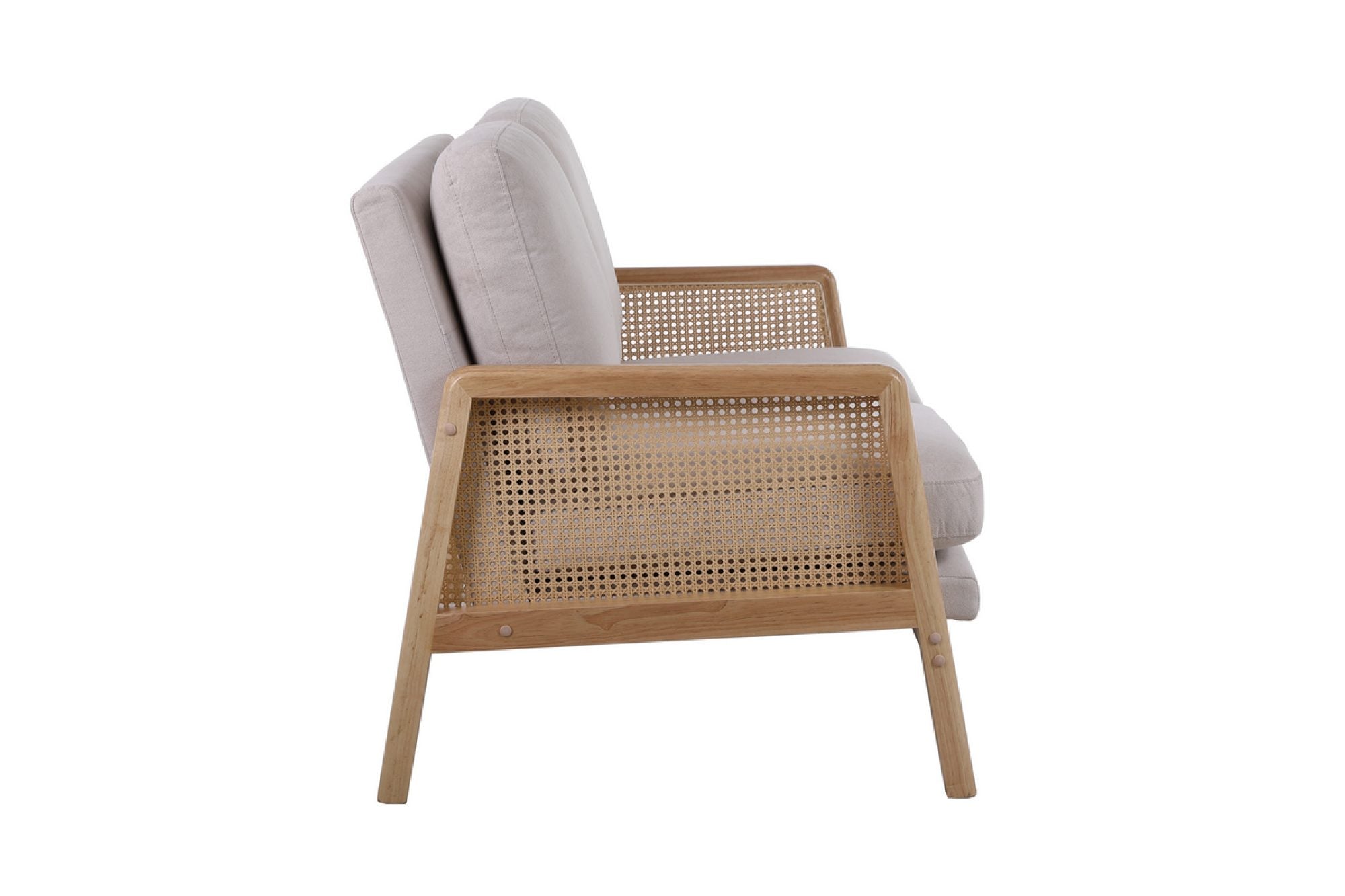 Solid Wood 2 Seater Rattan Loveseat with Cushions | Natural Finish Cane Sofa | Handcrafted Living Room Furniture | J.L.HOME DECOR