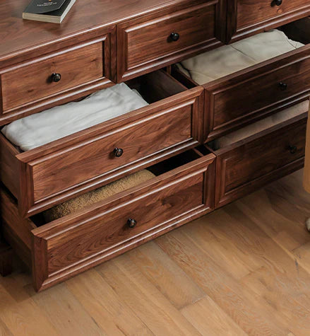 J.L.HOME DECOR Acacia Wood Dresser | Handcrafted 7-Drawer Storage Cabinet | Modern Farmhouse Design - 150x45x85 cm