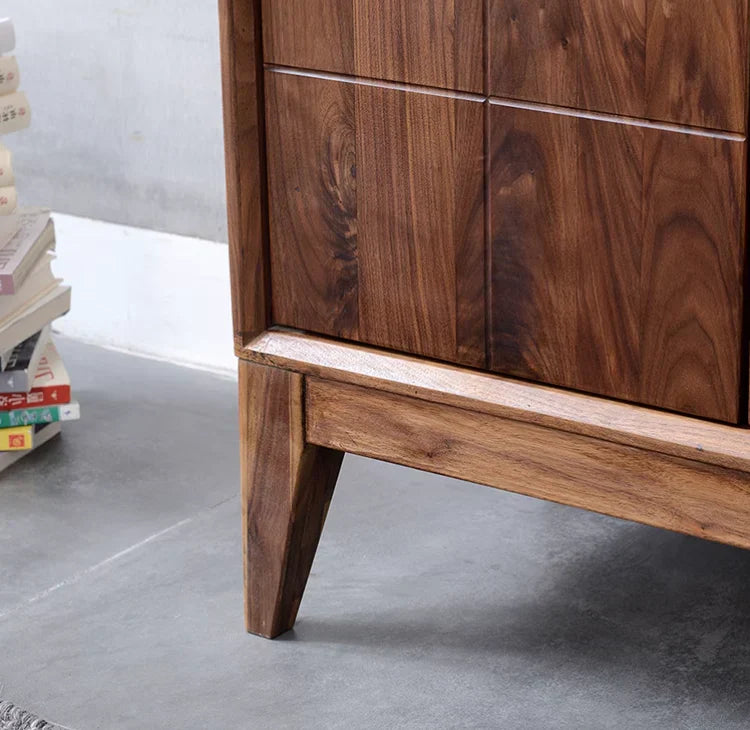 Modern Acacia Wood Display Cabinet | Tall Storage Unit with Glass Doors | Wine Rack & Bar Cabinet | J.L.HOME DECOR