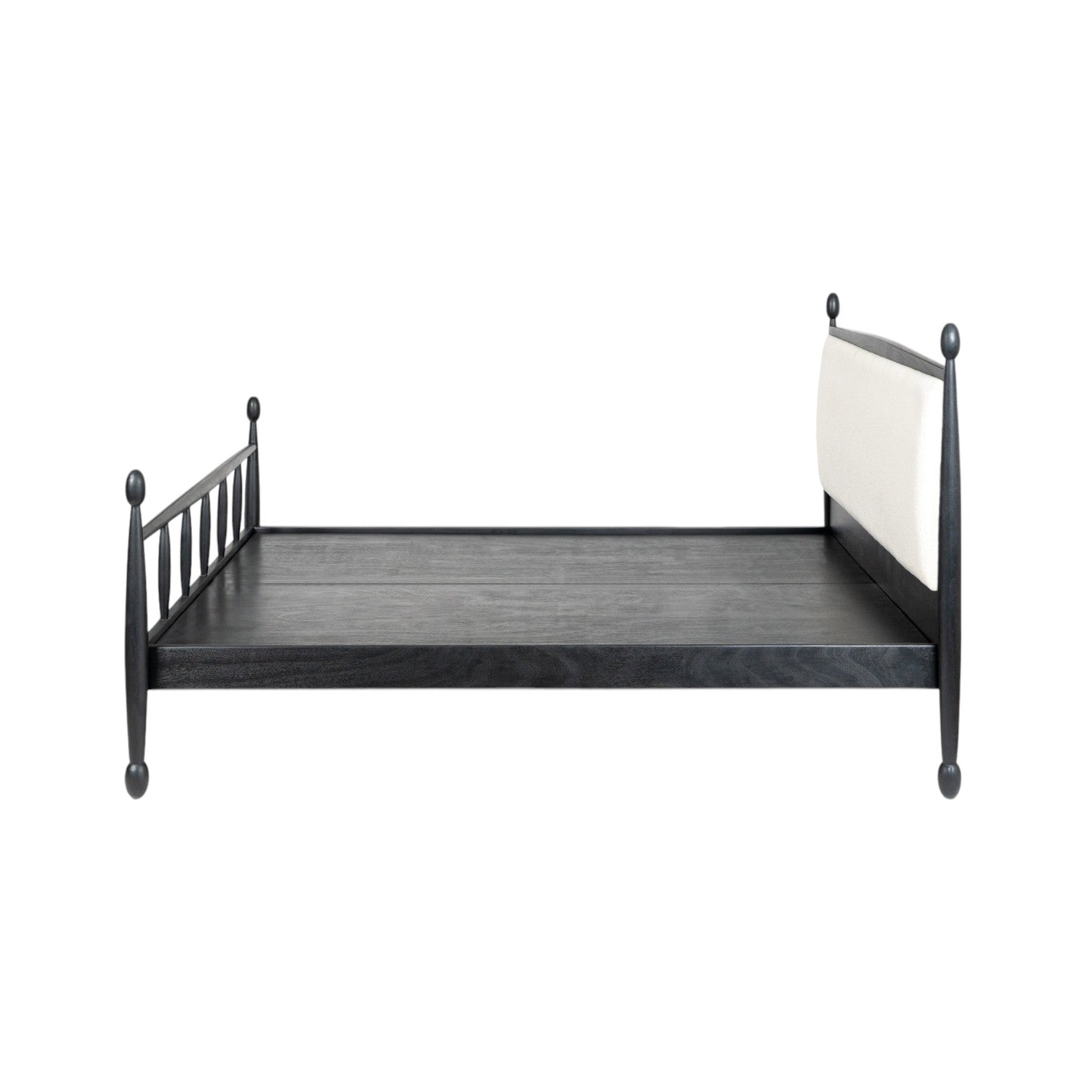 Echelon Spindle Bed | Handcrafted Mango Wood Bed with Upholstered Headboard | King & Queen Sizes | J.L.HOME DECOR