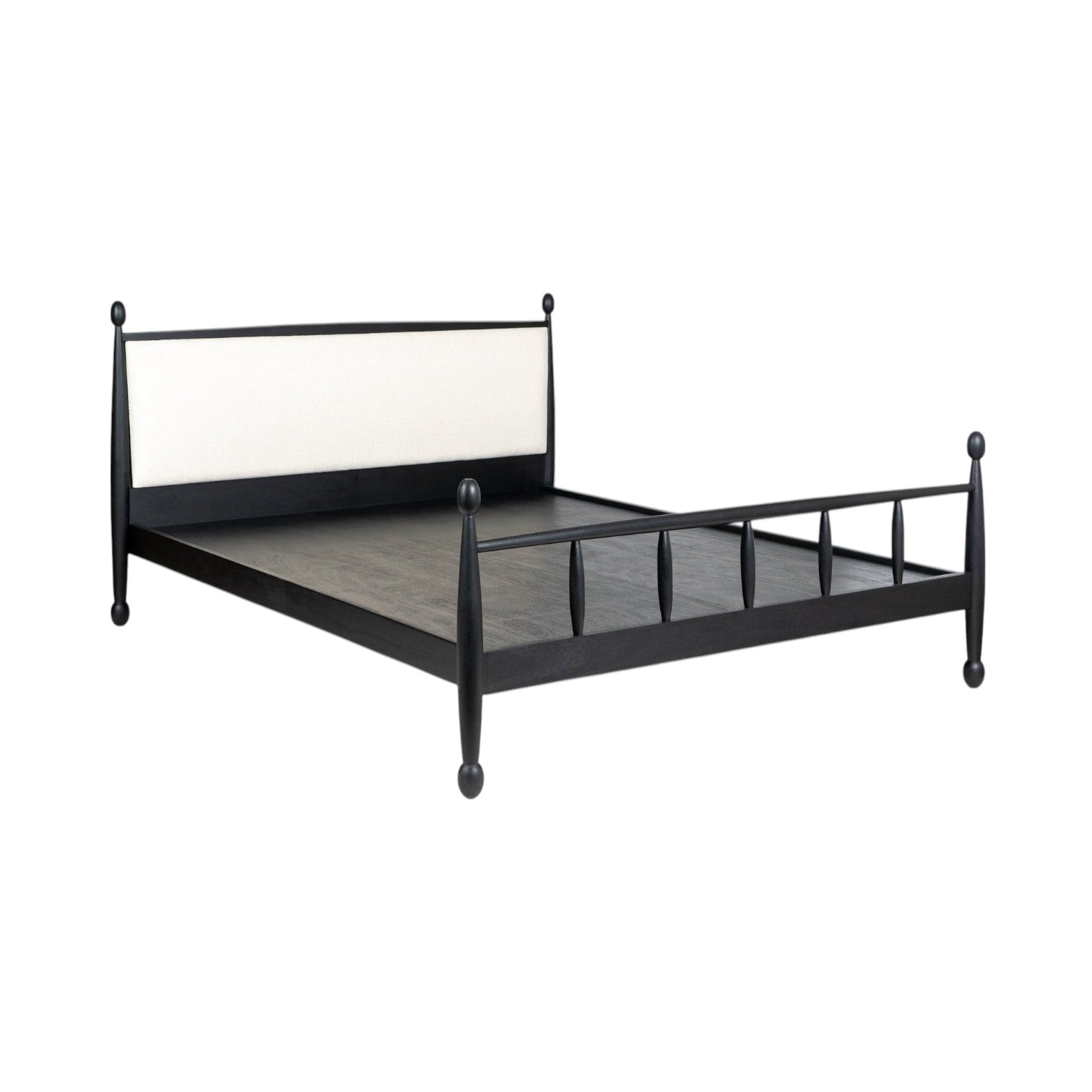 Echelon Spindle Bed | Handcrafted Mango Wood Bed with Upholstered Headboard | King & Queen Sizes | J.L.HOME DECOR
