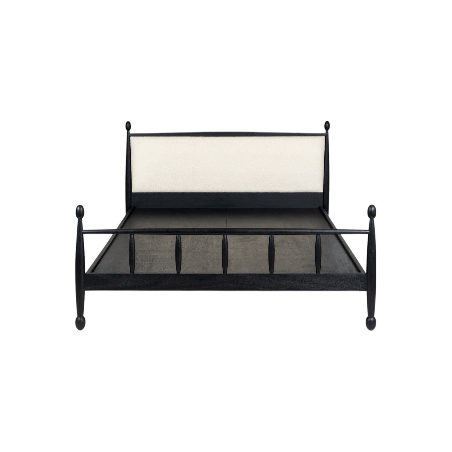 Echelon Spindle Bed | Handcrafted Mango Wood Bed with Upholstered Headboard | King & Queen Sizes | J.L.HOME DECOR