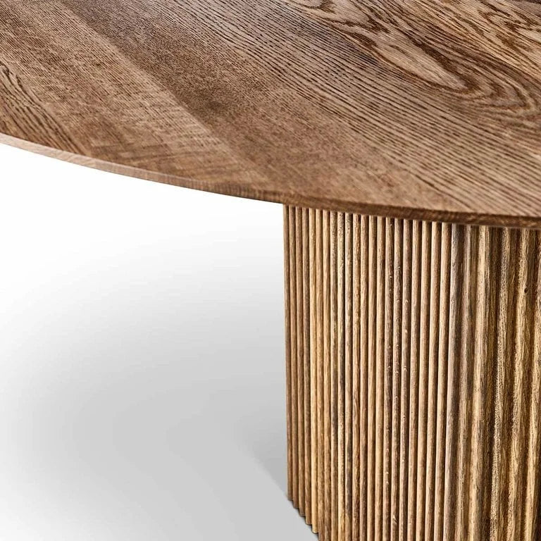 AuraNova Classic Round Solid Wood Dining Table – Brown Finish, 4-Seater by J.L.HOME DECOR