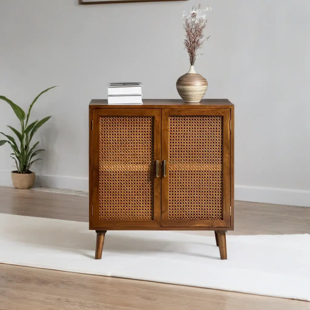 Handcrafted Mango Wood & Rattan 2-Door Accent Cabinet | Boho Storage Unit | Cane Weave Cabinet | J.L.HOME DECOR Cabinet  2-Door Cabinet jlhomedecor2021.myshopify.com