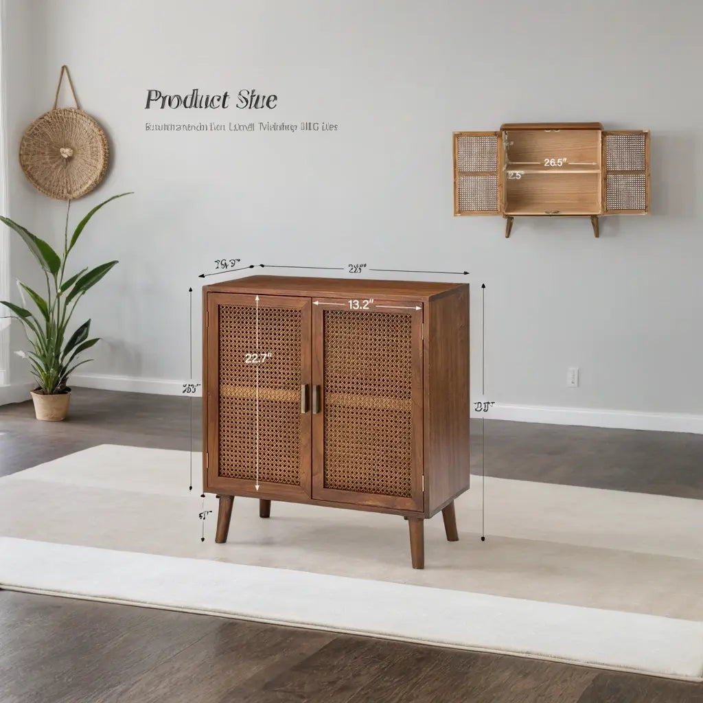 Handcrafted Mango Wood & Rattan 2-Door Accent Cabinet | Boho Storage Unit | Cane Weave Cabinet | J.L.HOME DECOR Cabinet  2-Door Cabinet jlhomedecor2021.myshopify.com