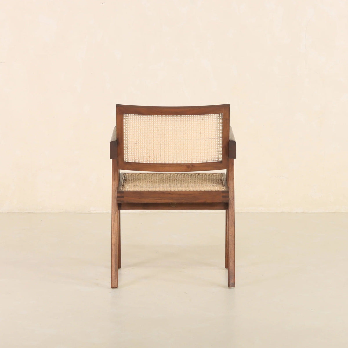 Dark Walnut Cane Rattan Dining Chair | Solid Mango Wood Handcrafted Armchair | Mid-Century Modern Seating | J.L.HOME DECOR