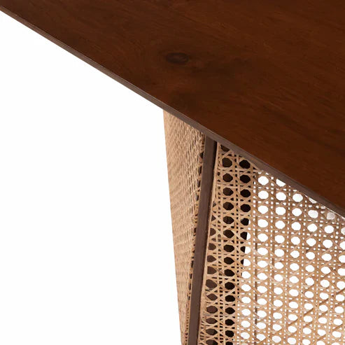 Handcrafted Cane & Solid Wood Coffee Table – 38"x31"x18" | Modern Rattan Center Table by J.L.HOME DECOR