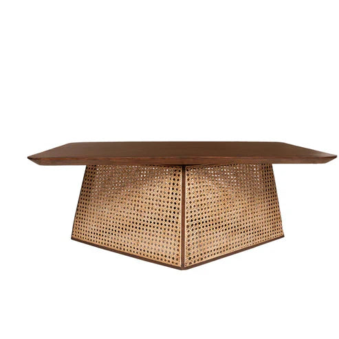 Handcrafted Cane & Solid Wood Coffee Table – 38"x31"x18" | Modern Rattan Center Table by J.L.HOME DECOR