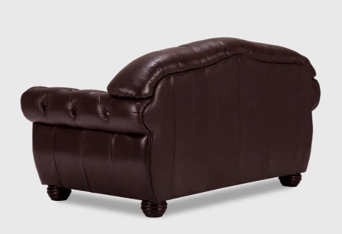 DuoBelle Luxe Brown Leather 2-Seater Sofa – Handcrafted Intimate Comfort by J.L.HOME DECOR