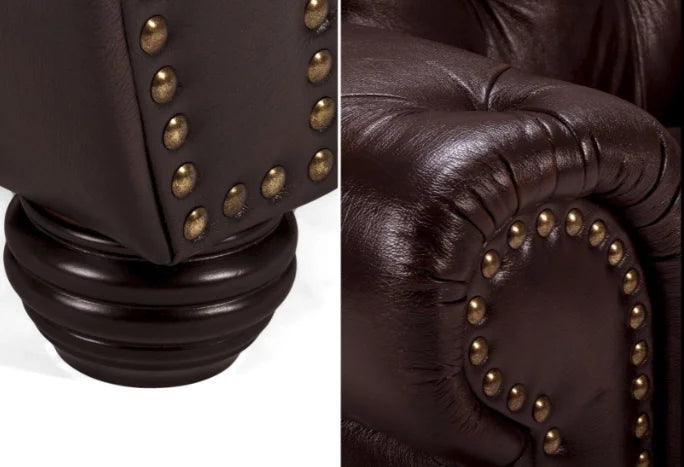 DuoBelle Luxe Brown Leather 2-Seater Sofa – Handcrafted Intimate Comfort by J.L.HOME DECOR