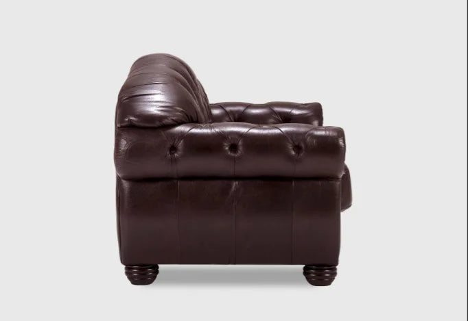 DuoBelle Luxe Brown Leather 2-Seater Sofa – Handcrafted Intimate Comfort by J.L.HOME DECOR