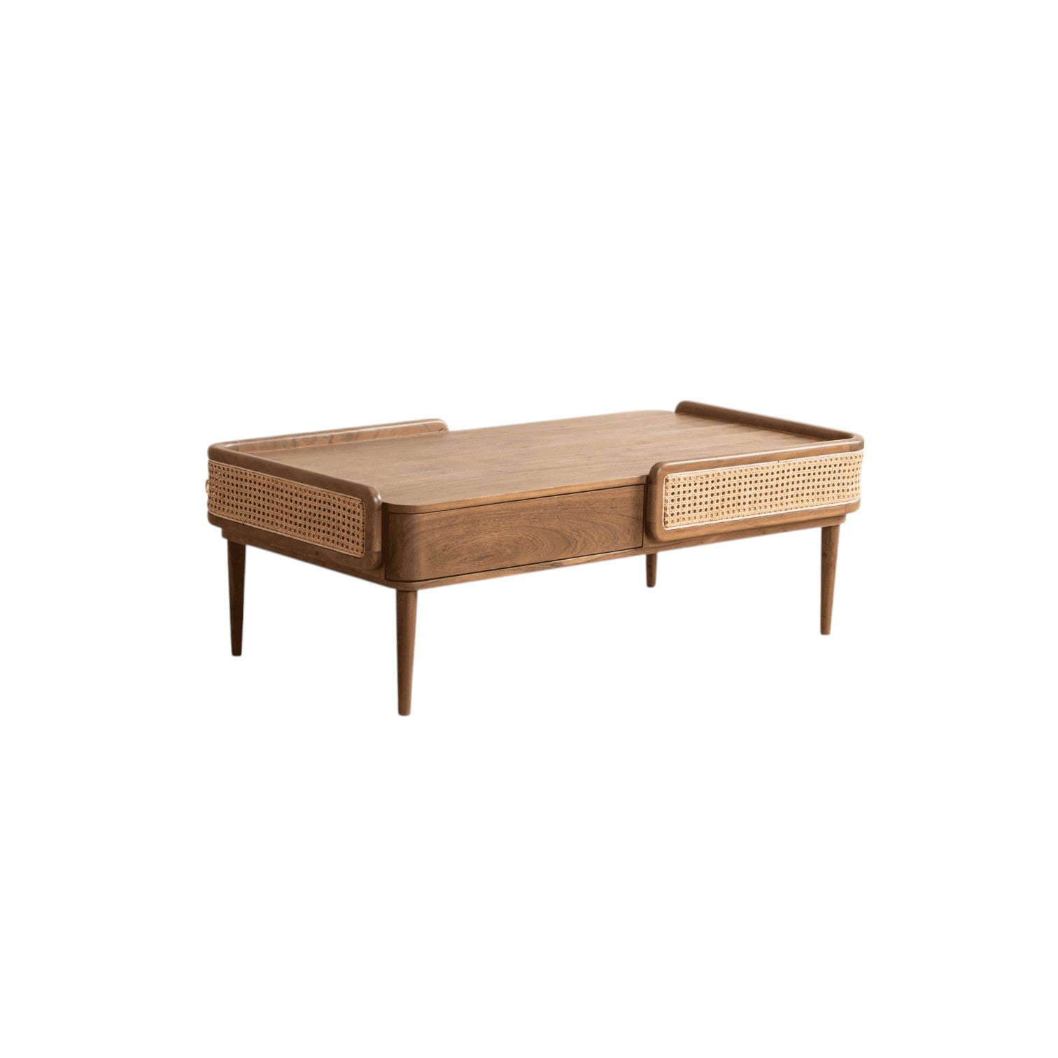Linea Coffee Table | Handcrafted Mango Wood & Cane Living Room Table | J.L.HOME DECOR