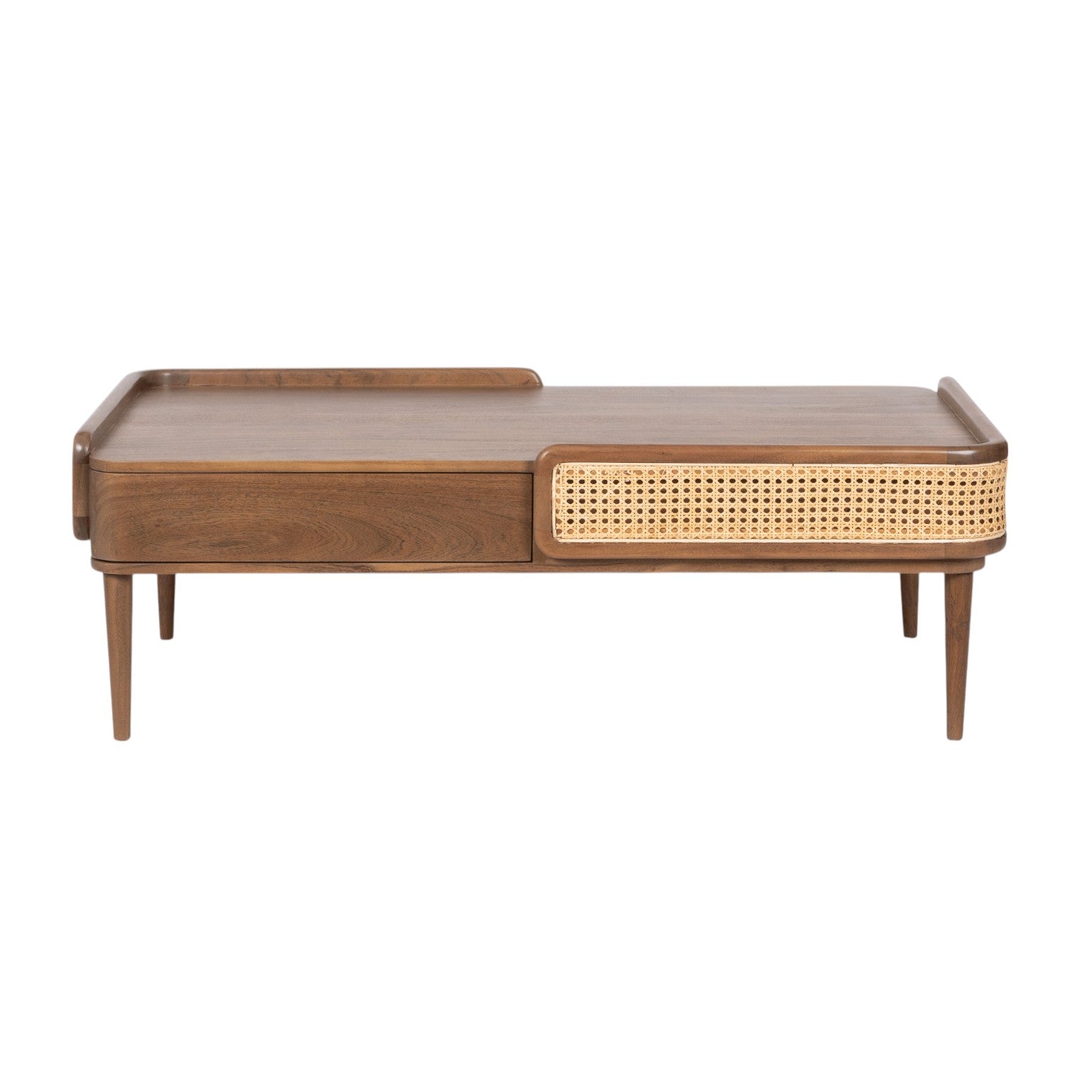 Linea Coffee Table | Handcrafted Mango Wood & Cane Living Room Table | J.L.HOME DECOR