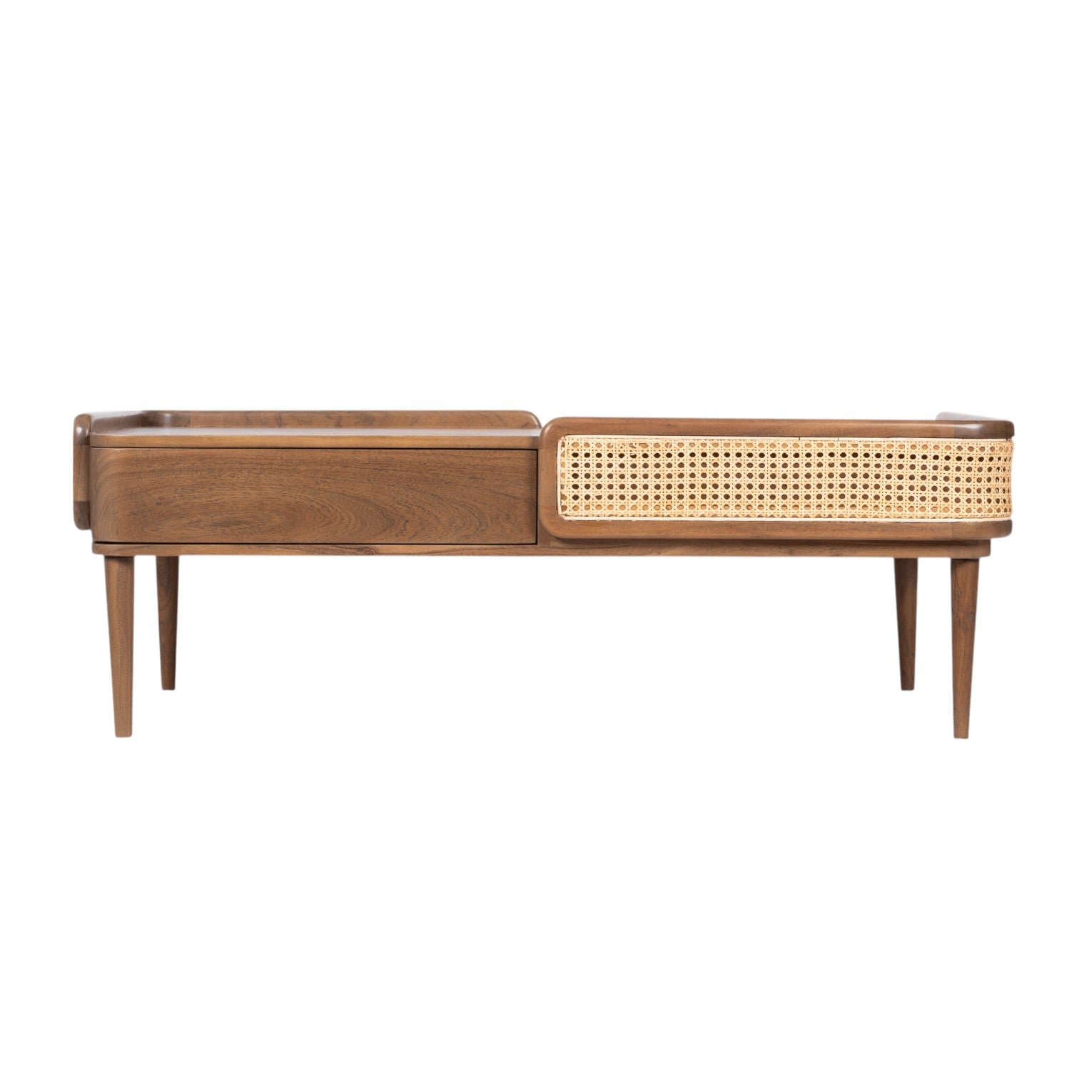 Linea Coffee Table | Handcrafted Mango Wood & Cane Living Room Table | J.L.HOME DECOR