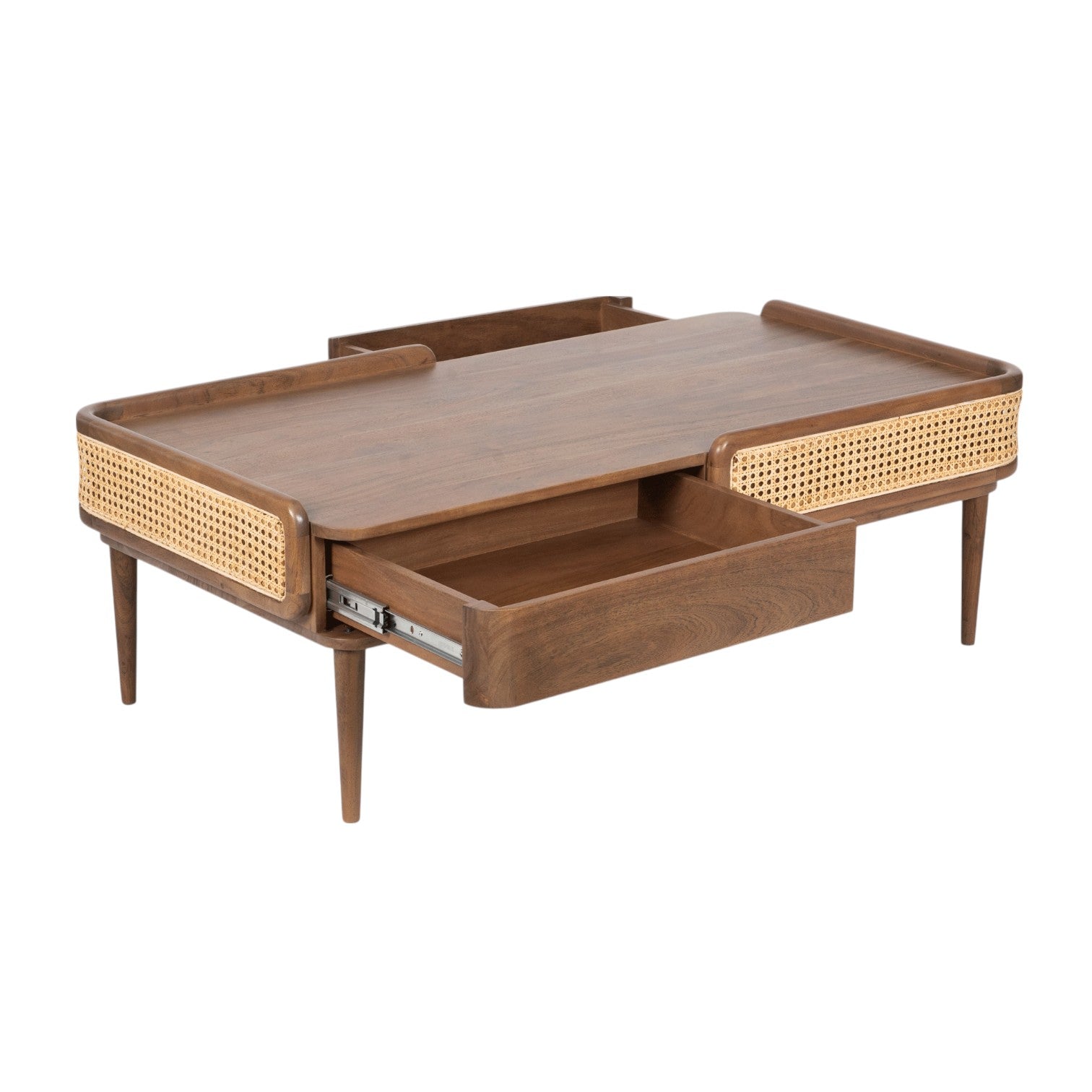 Linea Coffee Table | Handcrafted Mango Wood & Cane Living Room Table | J.L.HOME DECOR