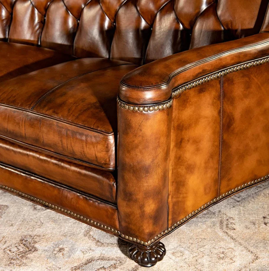 Majestique Renaissance Tufted Buffalo Leather Sofa – Premium 3-Seater by J.L.HOME DECOR
