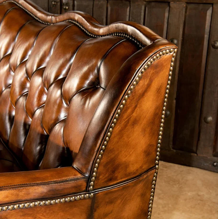Majestique Renaissance Tufted Buffalo Leather Sofa – Premium 3-Seater by J.L.HOME DECOR