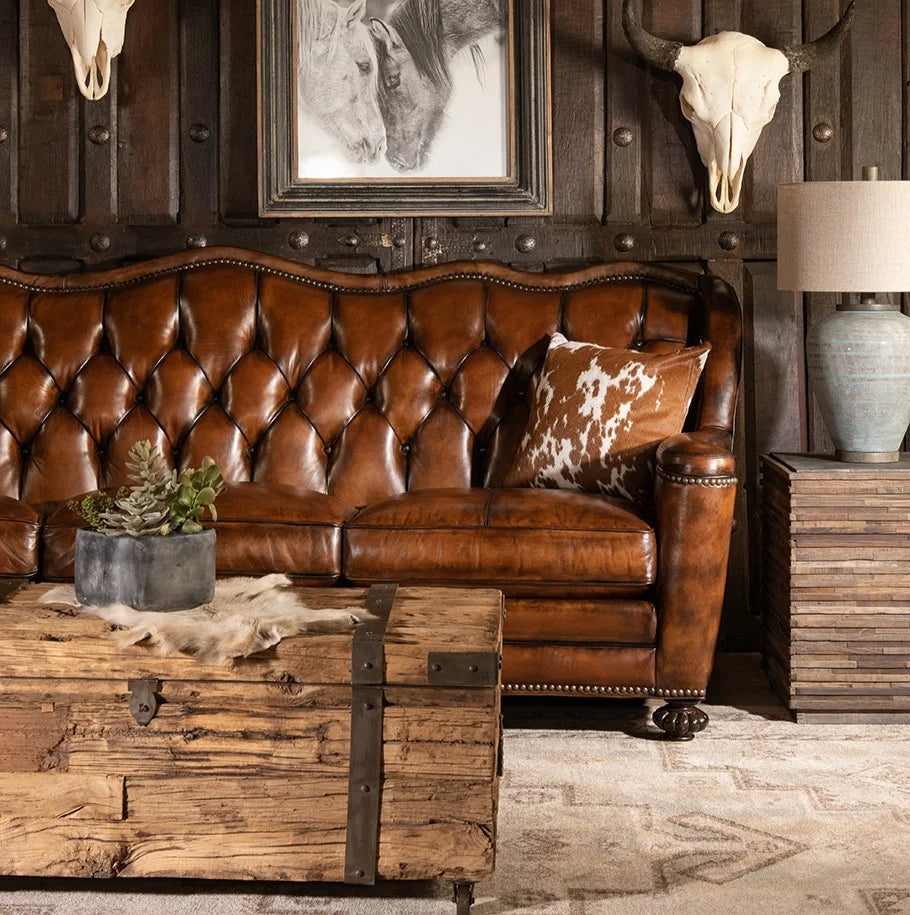 Majestique Renaissance Tufted Buffalo Leather Sofa – Premium 3-Seater by J.L.HOME DECOR