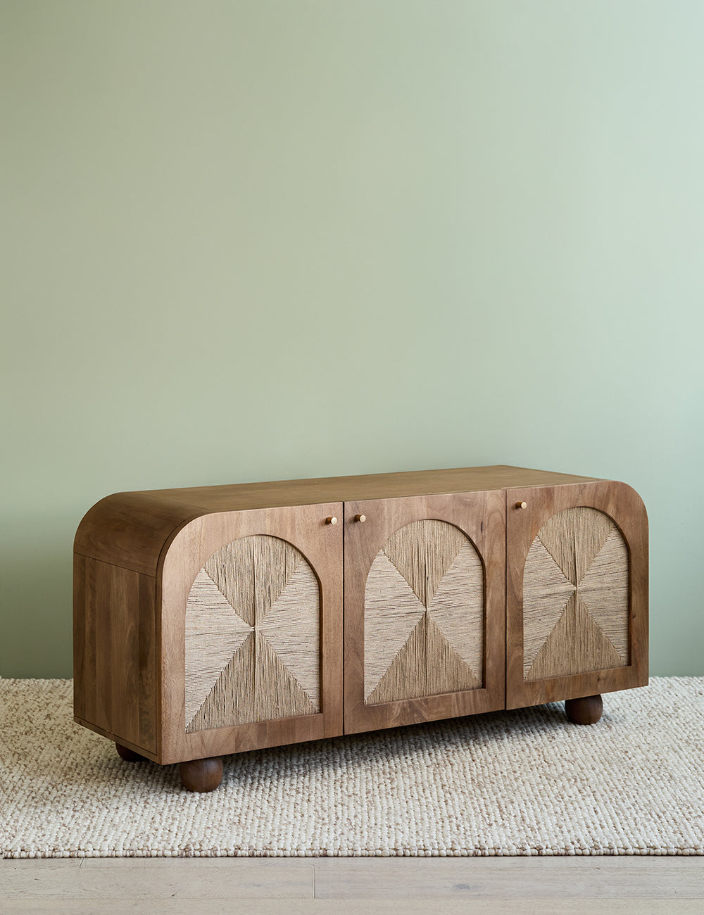 Arcadia Sideboard | Handcrafted Solid Mango Wood Cabinet with Woven Doors | J.L.HOME DECOR