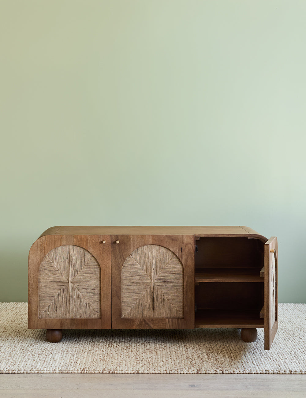 Arcadia Sideboard | Handcrafted Solid Mango Wood Cabinet with Woven Doors | J.L.HOME DECOR