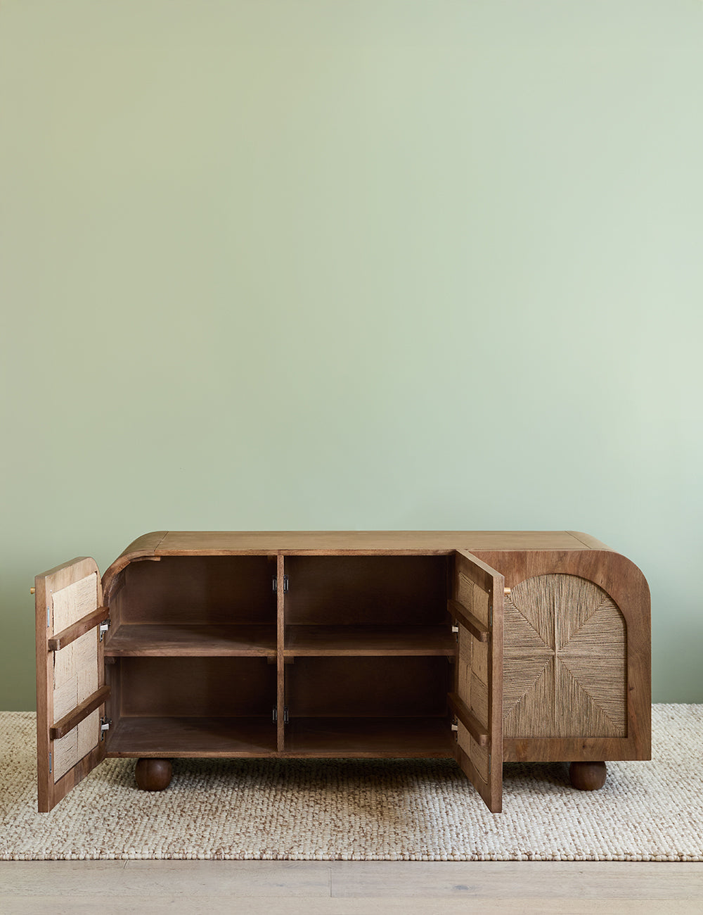 Arcadia Sideboard | Handcrafted Solid Mango Wood Cabinet with Woven Doors | J.L.HOME DECOR