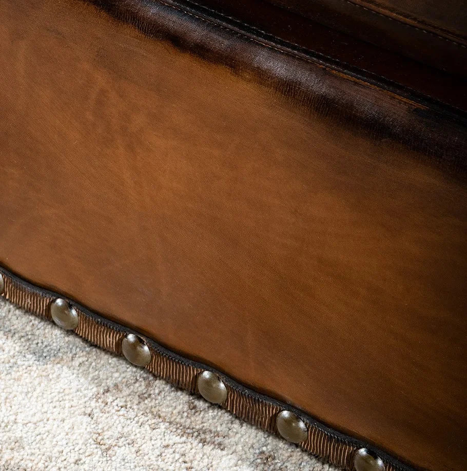Artisan Vault Brown Leather 3-Seater Sofa – Handcrafted Heritage by J.L.HOME DECOR