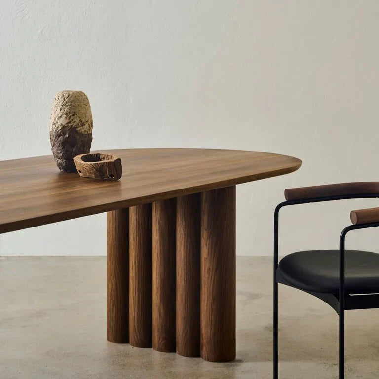 Evoque Classic Oval Solid Wood Dining Table – Brown Finish, 4-Seater by J.L.HOME DECOR