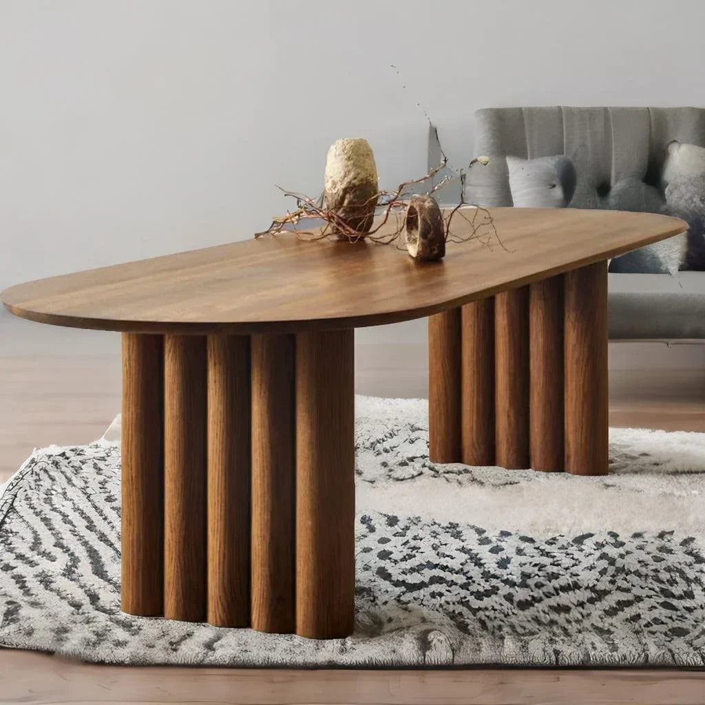 Evoque Classic Oval Solid Wood Dining Table – Brown Finish, 4-Seater by J.L.HOME DECOR
