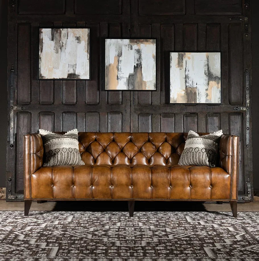 Kingston Tufted Buffalo Leather 3-Seater Sofa – Handcrafted Luxury by J.L.HOME DECOR