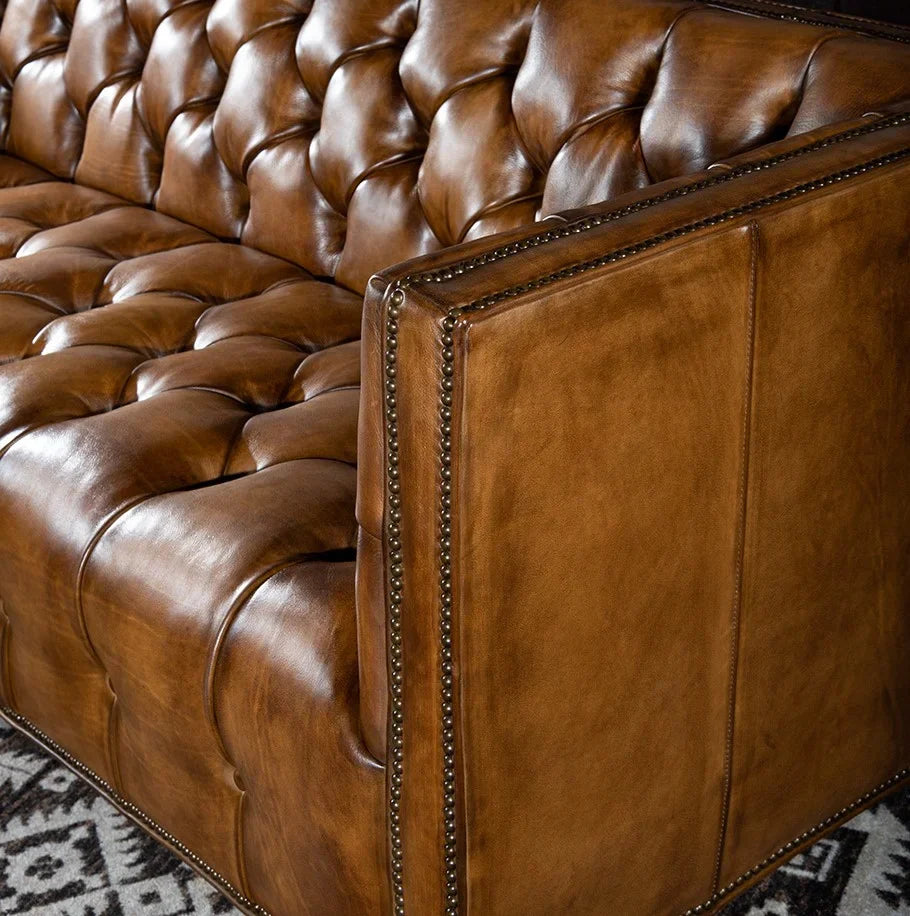 Kingston Tufted Buffalo Leather 3-Seater Sofa – Handcrafted Luxury by J.L.HOME DECOR